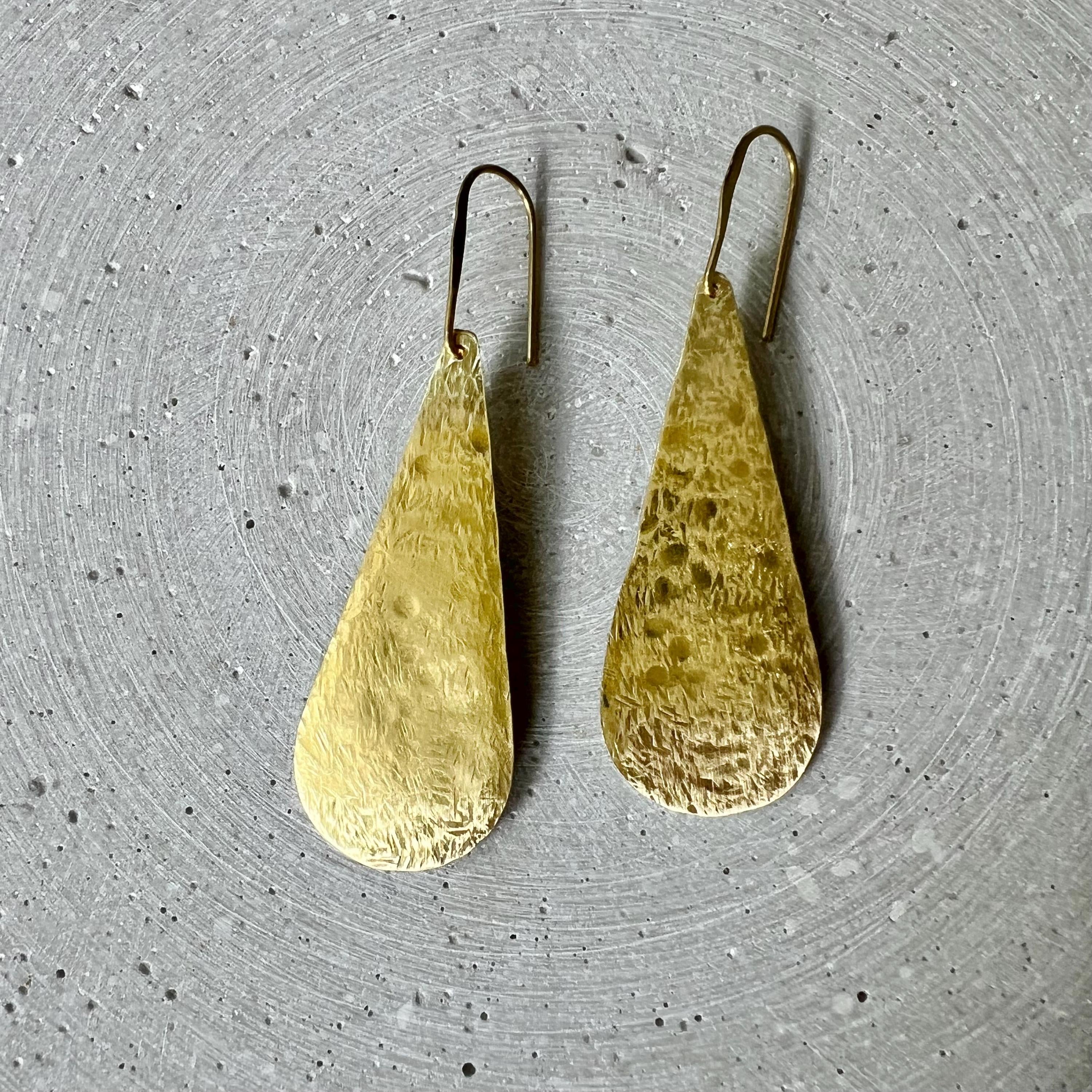 Extra Large Tear Earrings, Drop Shaped Dangle Earring, Minimalist Brass Jewelry