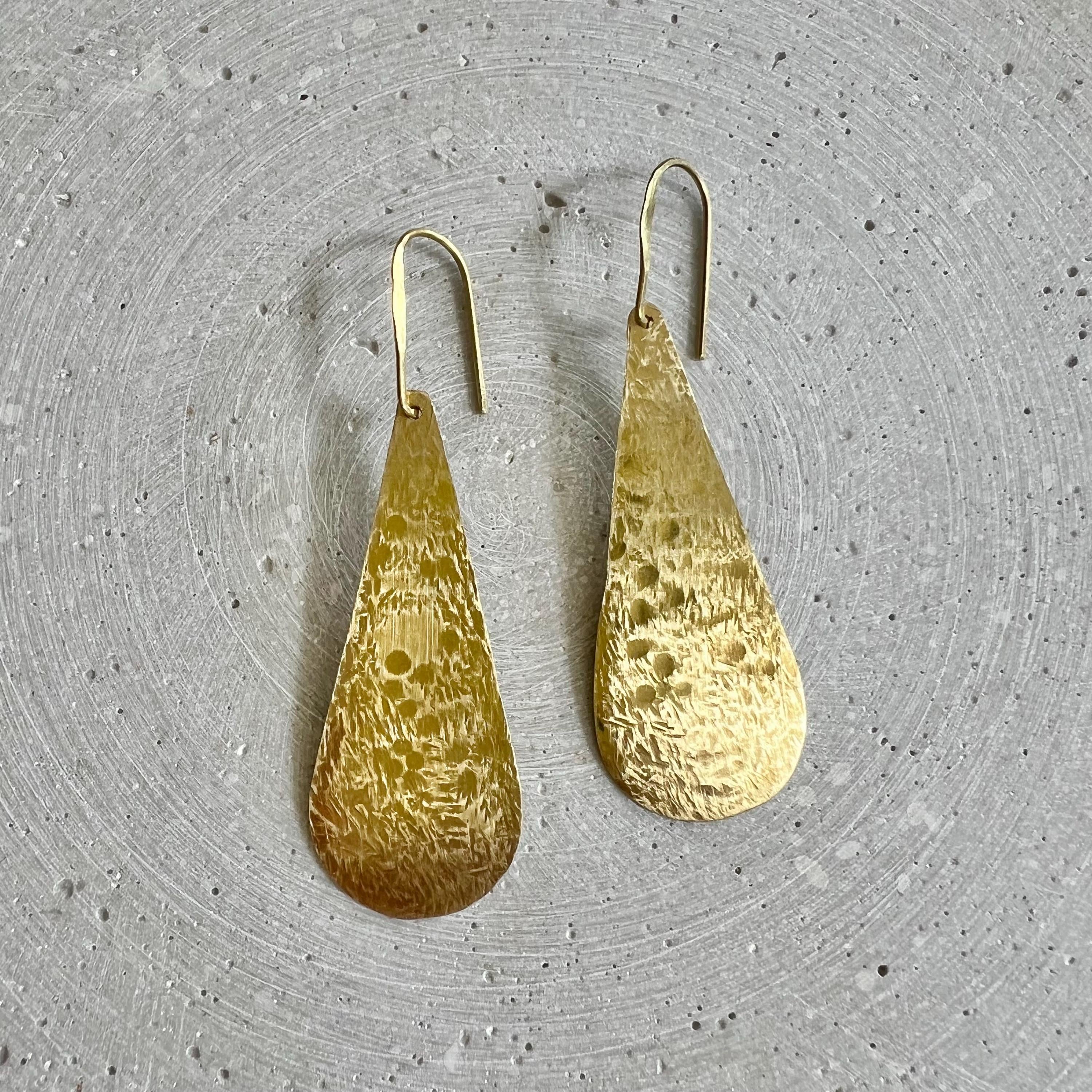 Extra Large Tear Earrings, Drop Shaped Dangle Earring, Minimalist Brass Jewelry