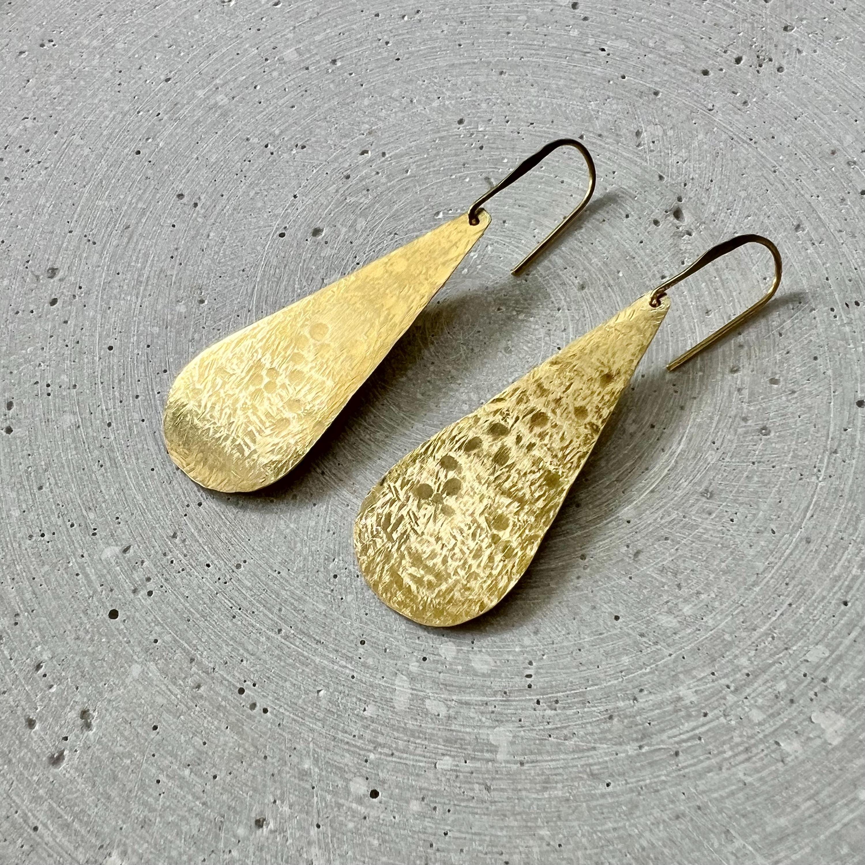 Extra Large Tear Earrings, Drop Shaped Dangle Earring, Minimalist Brass Jewelry