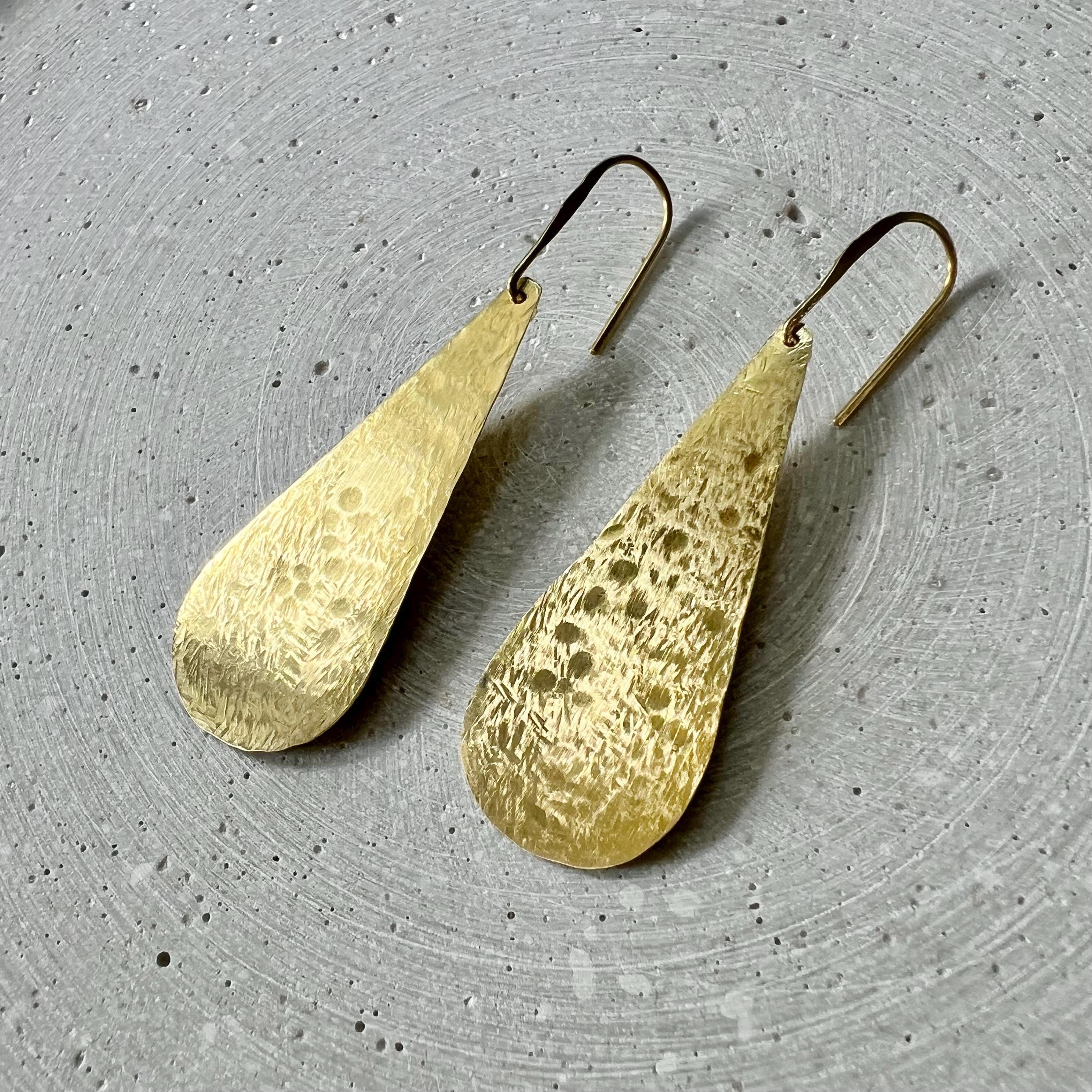Extra Large Tear Earrings, Drop Shaped Dangle Earring, Minimalist Brass Jewelry