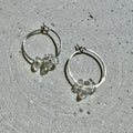 Sterling Silver Hoops with Rock Crystal Nuggets, Dainty Creole Earrings with Gemstone Beads