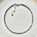 Beaded Sodalite Necklace, Gemstone Jewelry, Adjustable Length, Blue Hippie Jewelry