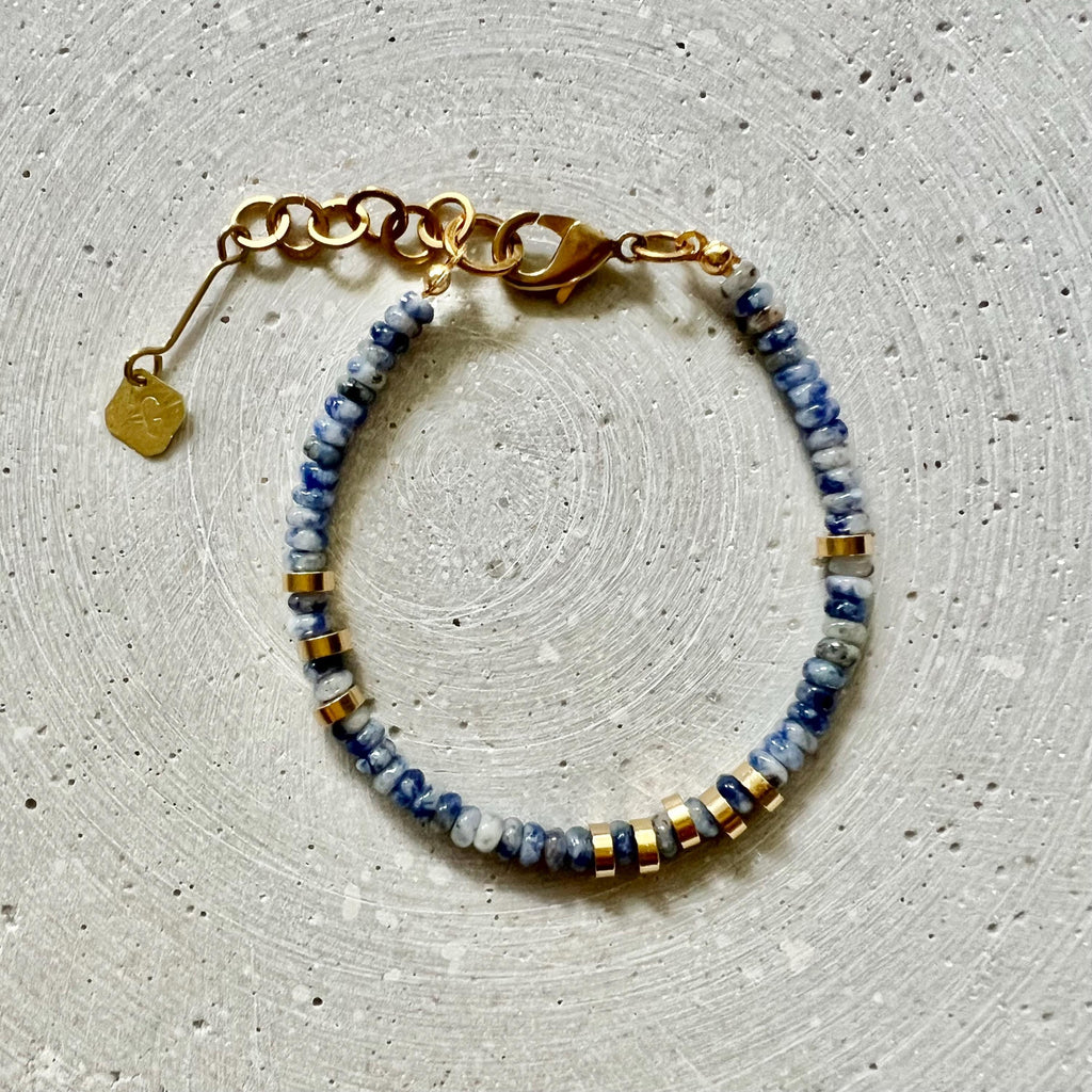 Sodalite Bracelet, Blue Gemstone Friendship Bracelet with Adjustable Length