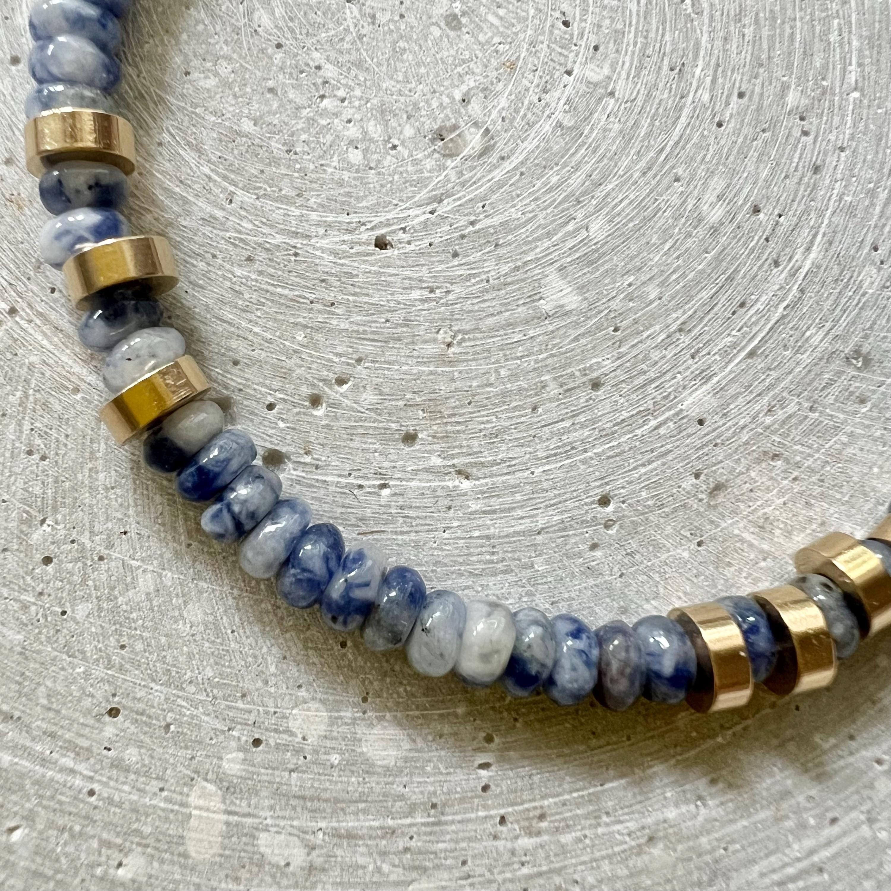 Sodalite Bracelet, Blue Gemstone Friendship Bracelet with Adjustable Length