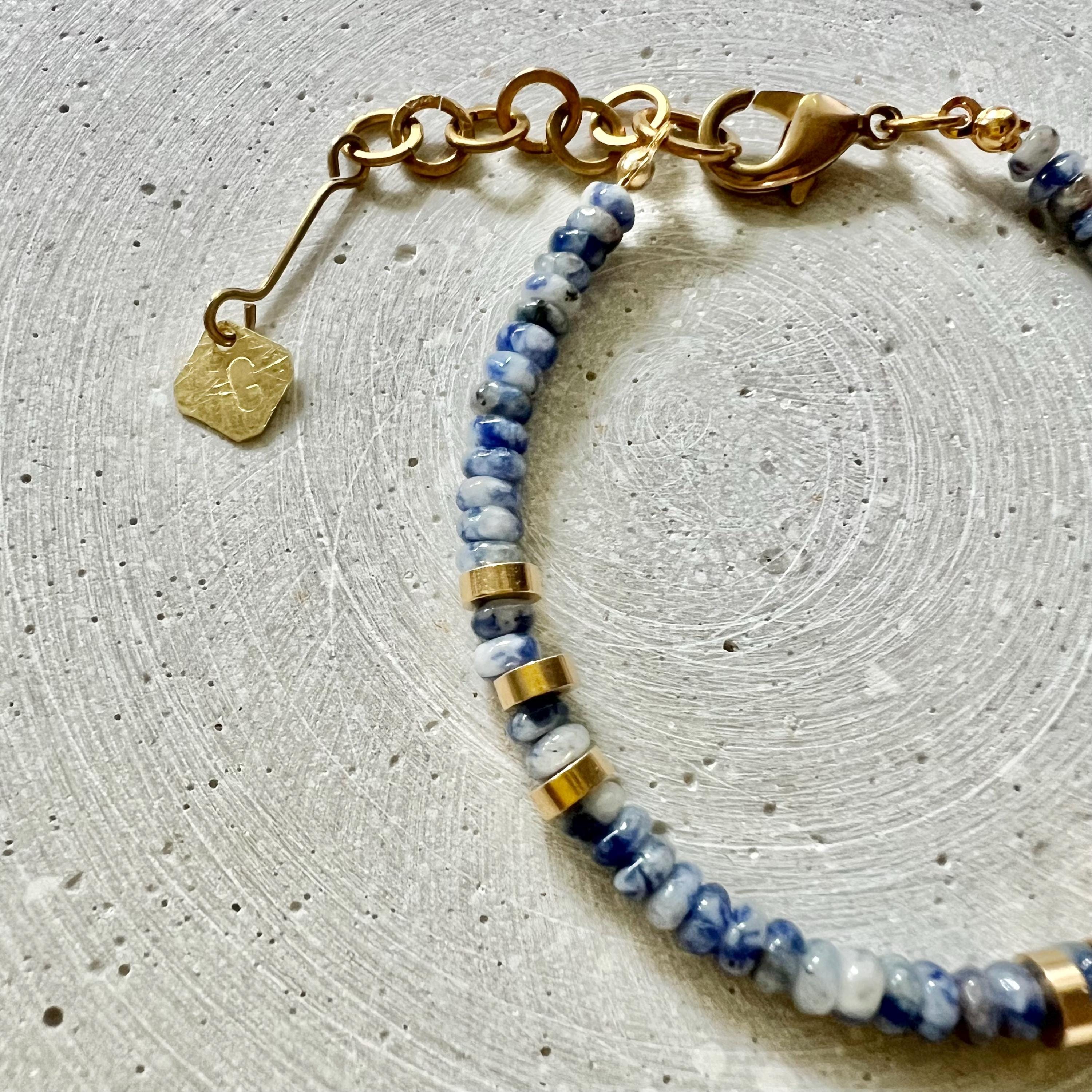 Sodalite Bracelet, Blue Gemstone Friendship Bracelet with Adjustable Length