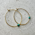Skinny Hoops with Vintage Turquoise, Hammered Creole Earrings and Repurposed Gemstone