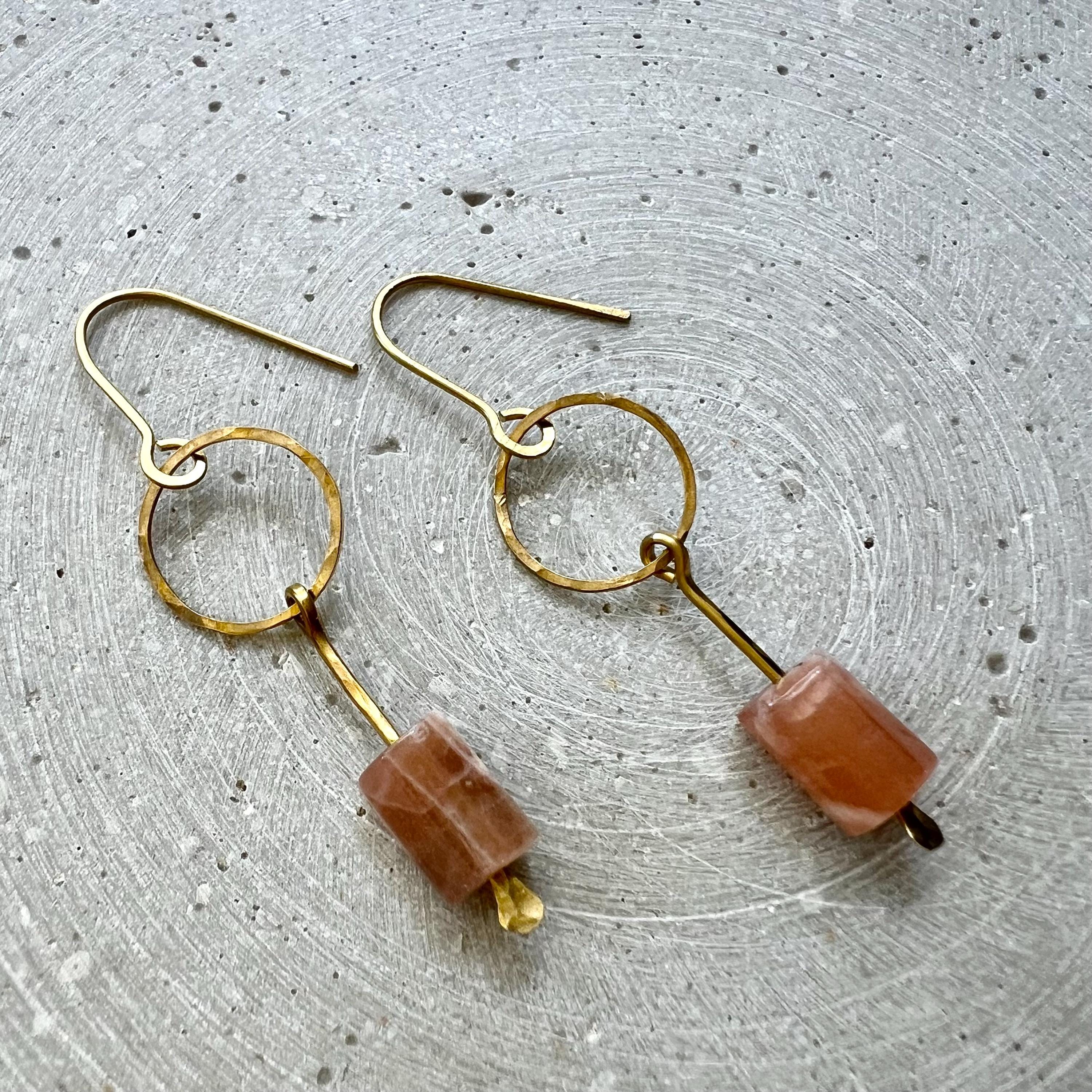 Gemstone Dangle Earrings with Choice of Beads, Minimalist Chrysoprase, Sunstone or Lapislazuli Earrings