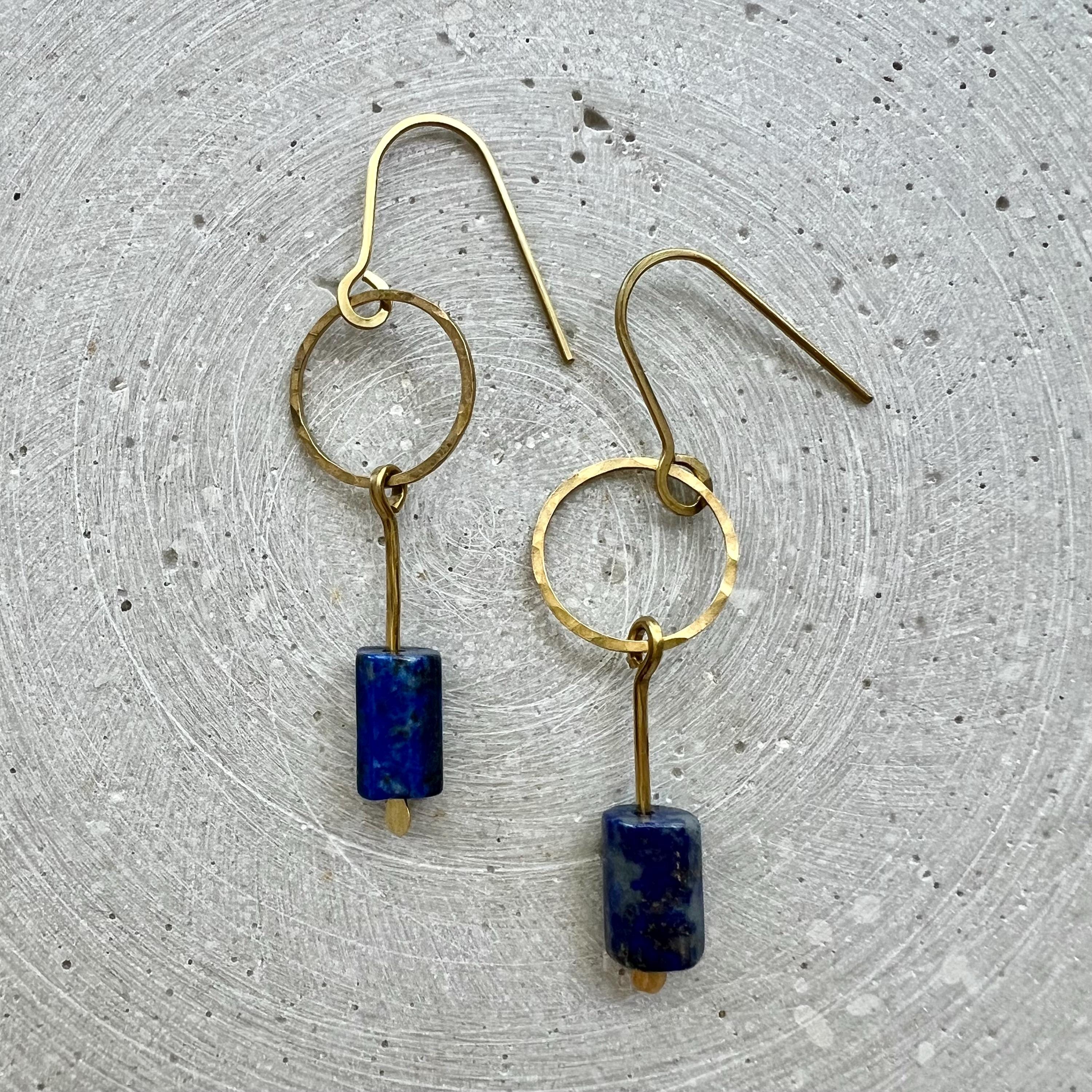Gemstone Dangle Earrings with Choice of Beads, Minimalist Chrysoprase, Sunstone or Lapislazuli Earrings