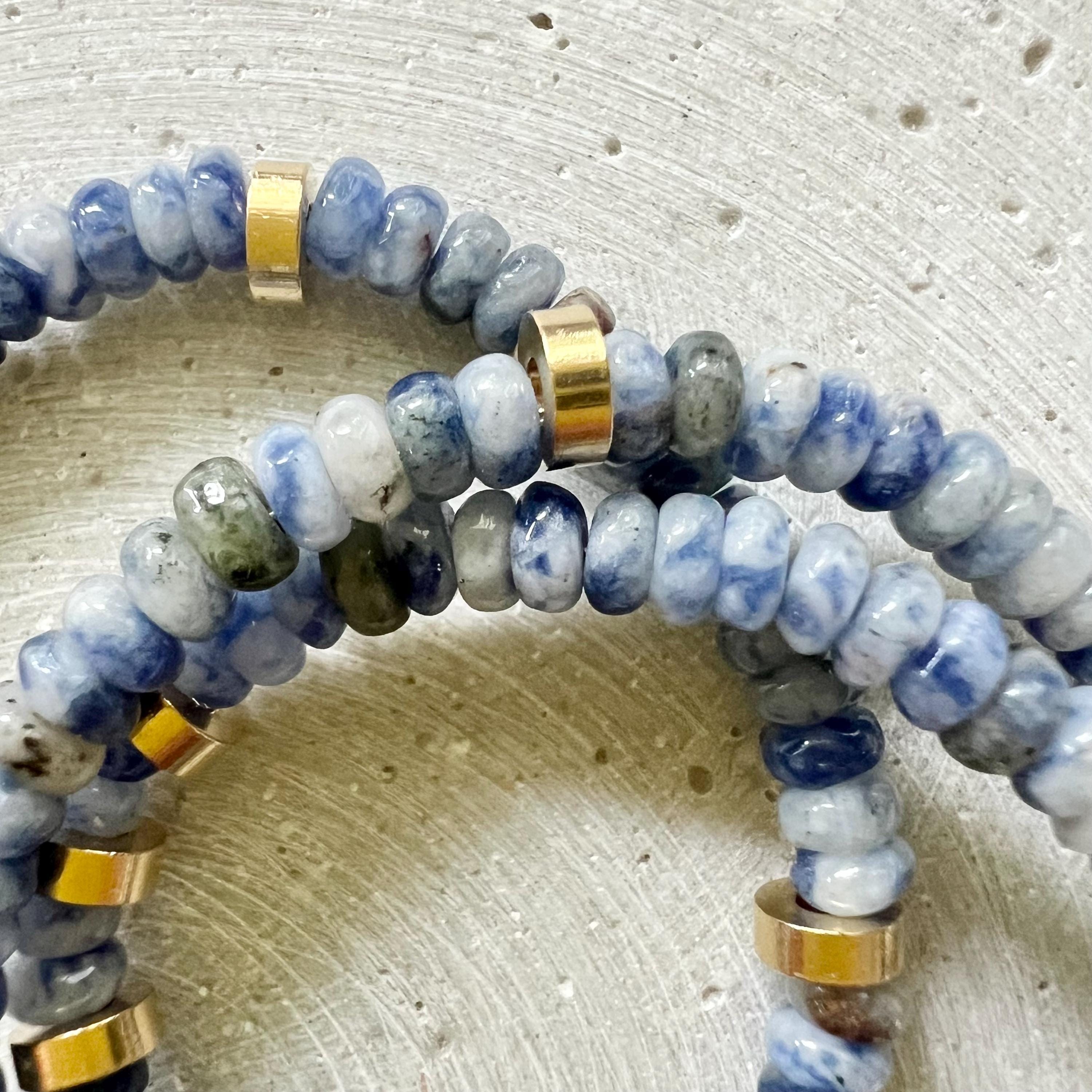 Sodalite Bracelet, Blue Gemstone Friendship Bracelet with Adjustable Length