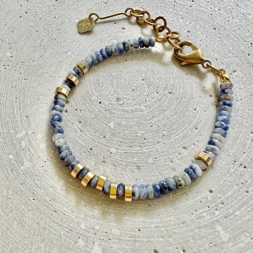 Sodalite Bracelet, Blue Gemstone Friendship Bracelet with Adjustable Length