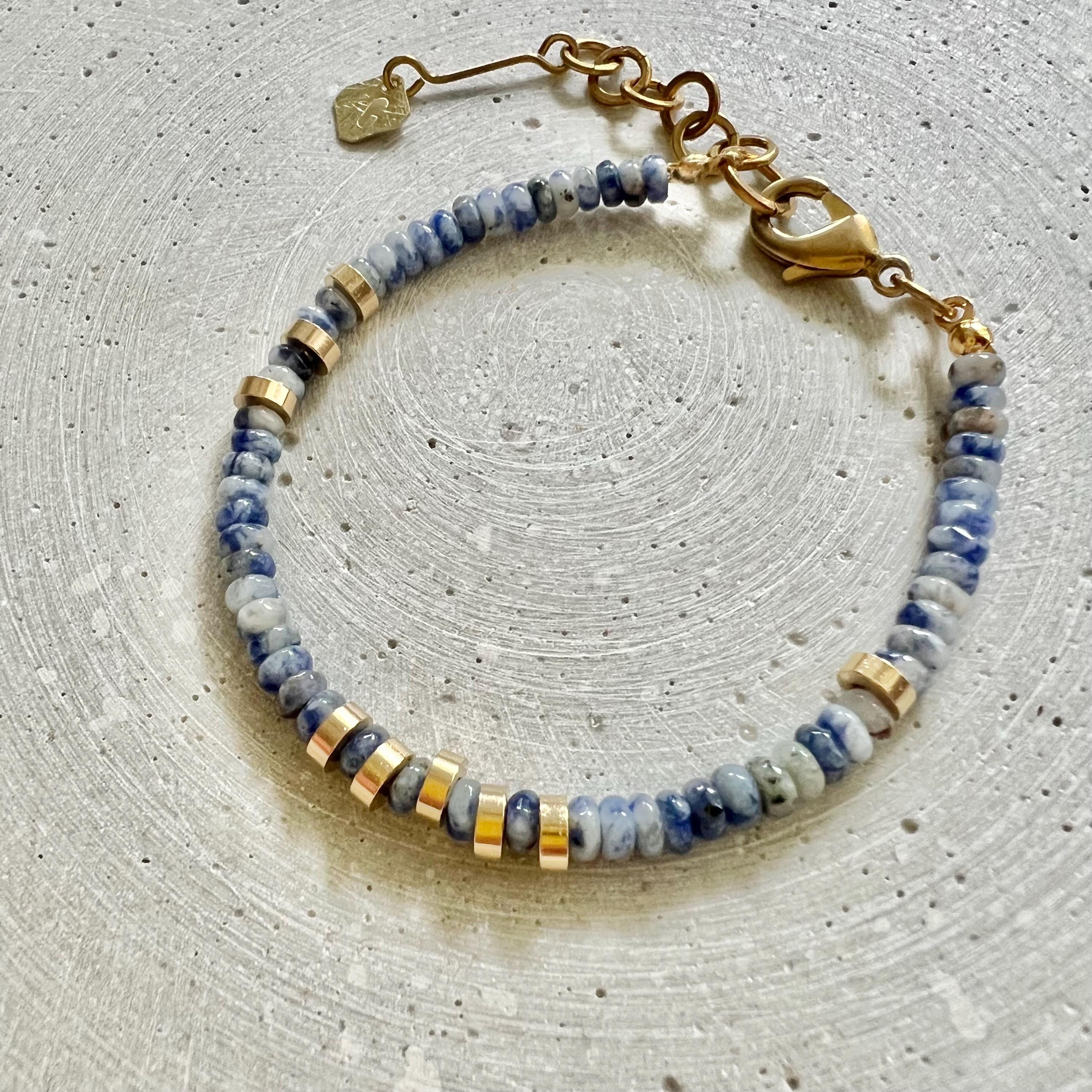 Sodalite Bracelet, Blue Gemstone Friendship Bracelet with Adjustable Length