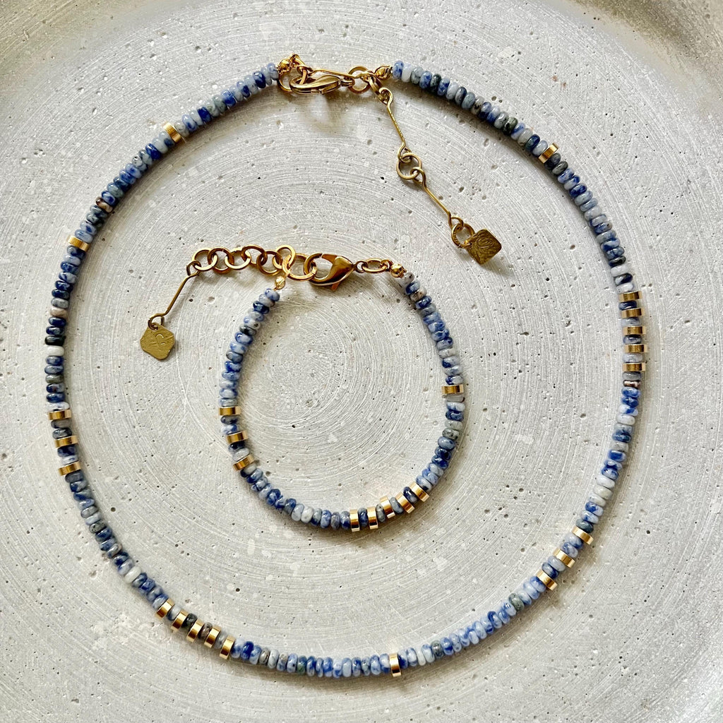 Sodalite Bracelet, Blue Gemstone Friendship Bracelet with Adjustable Length