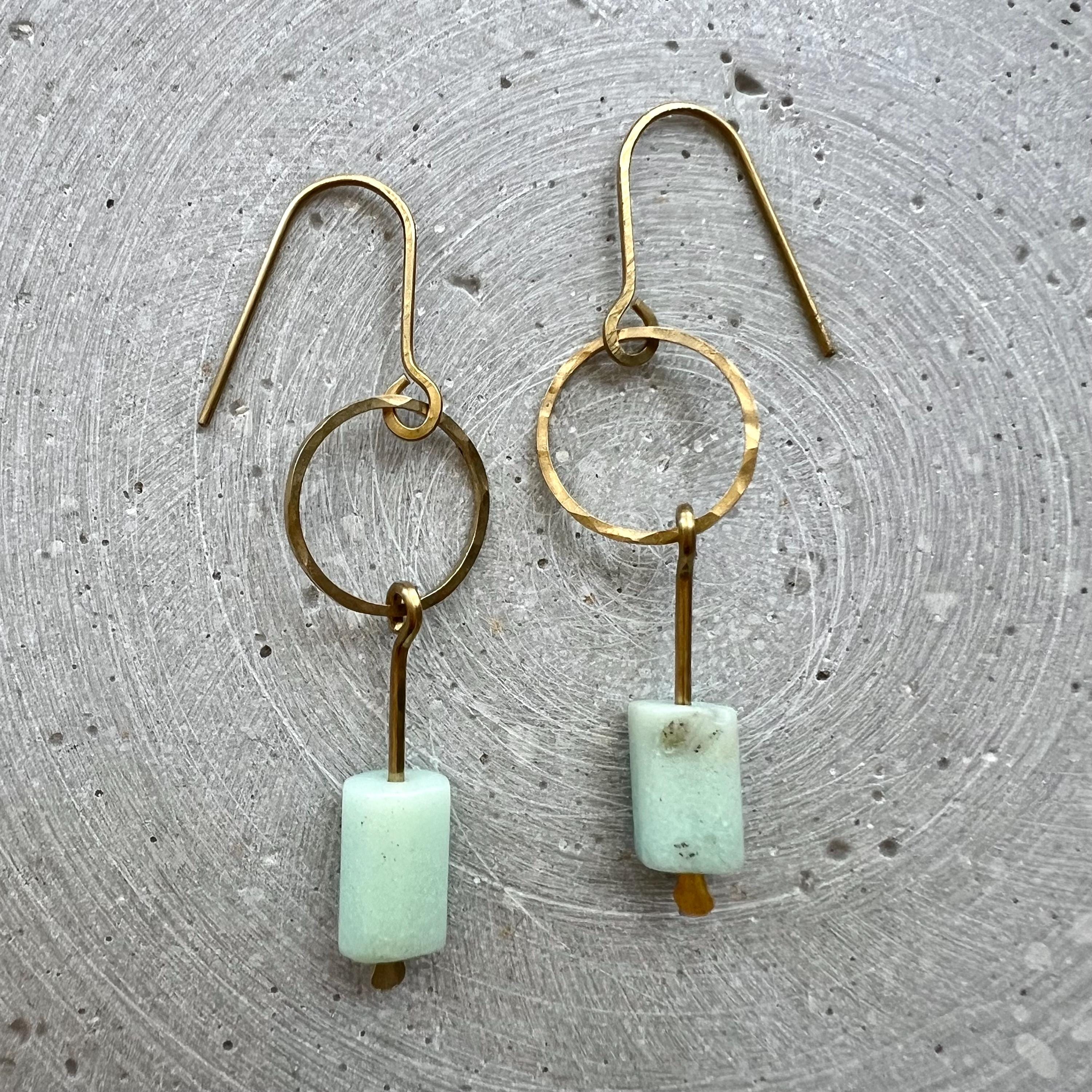 Gemstone Dangle Earrings with Choice of Beads, Minimalist Chrysoprase, Sunstone or Lapislazuli Earrings