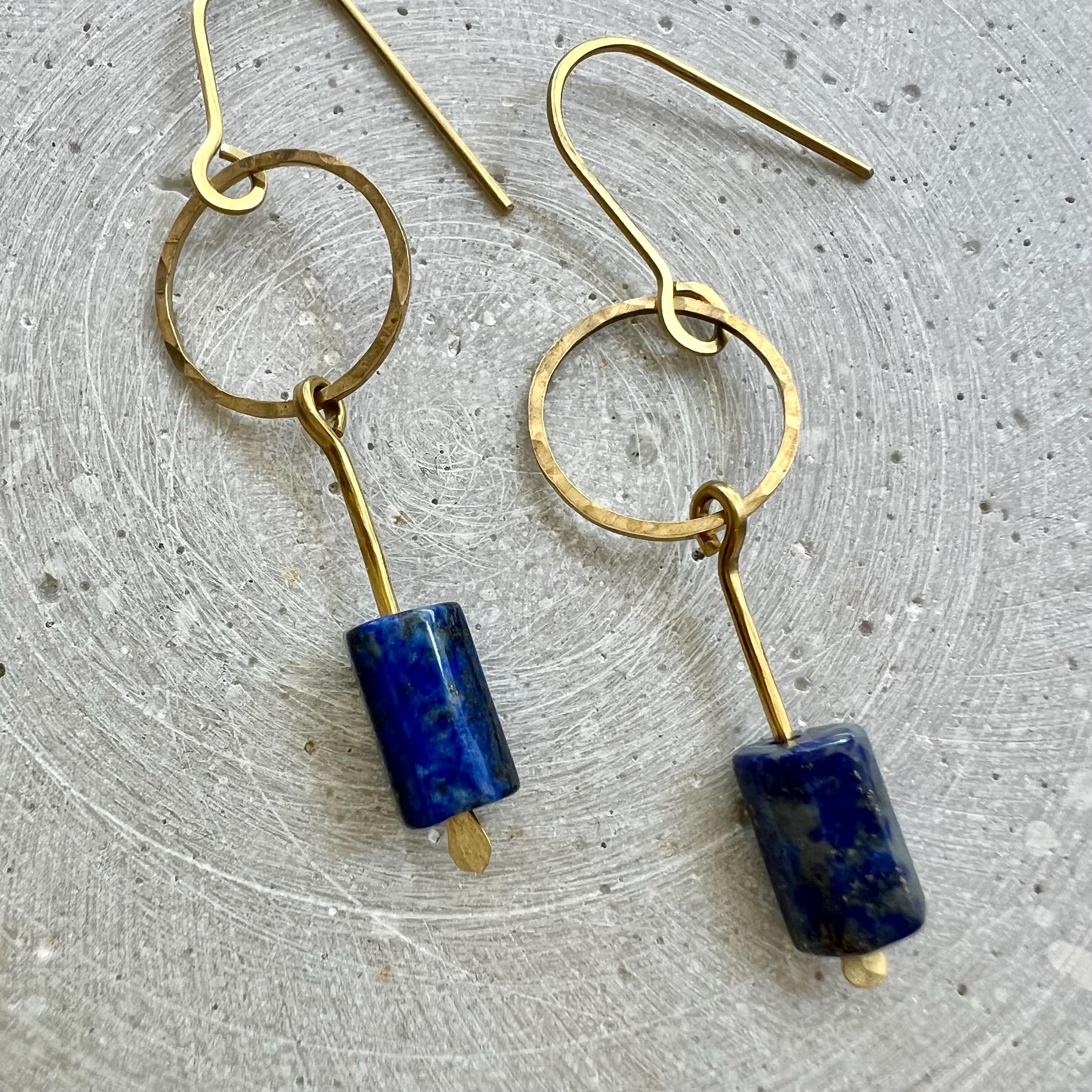 Gemstone Dangle Earrings with Choice of Beads, Minimalist Chrysoprase, Sunstone or Lapislazuli Earrings
